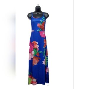 2/$30 Blue Floral Tie Back Sleeveless Maxi Dress Size Medium/Large
